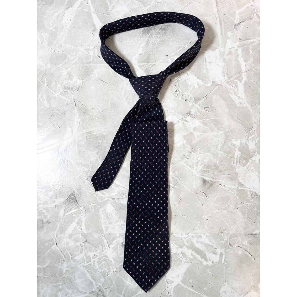 Vintage Paco Rabanne Paris Tie Navy Blue Woven Silk Necktie Men's Suit Accessory - Picture 1 of 5
